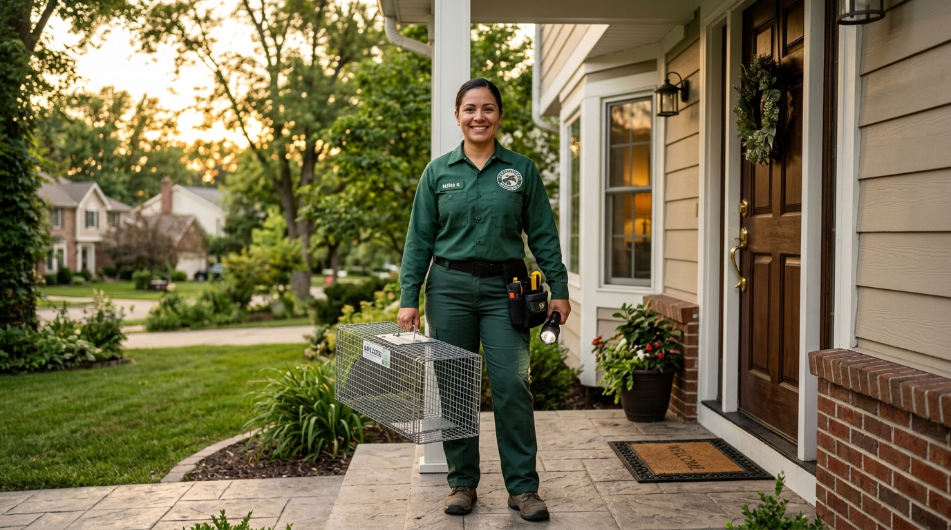 Wildlife removal specialist at a home